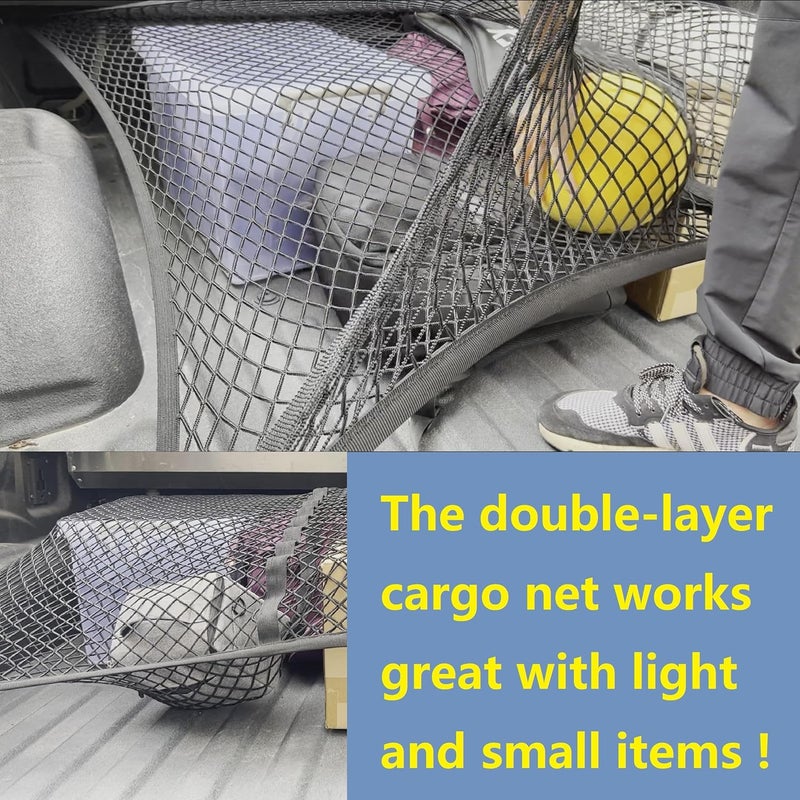 SENYAZON Highly Elastic Cargo Net, Simple Truck Bed Cargo Mesh Organizer, Suitable for Daily Light Loads of Trucks, 4'x4' Stretches to 7'x7' (Double Layer) - Image 5